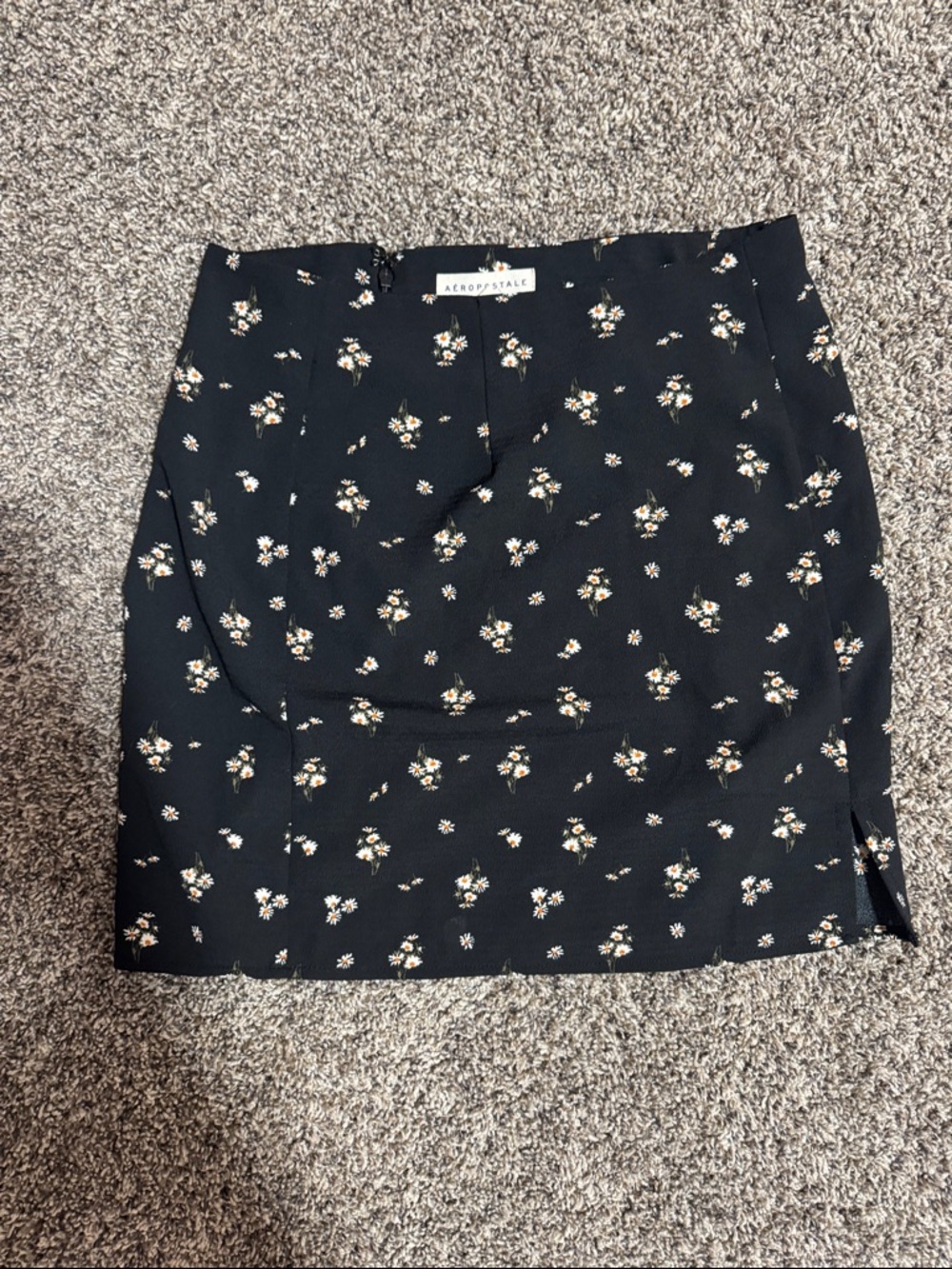 Aeropostale Black Mini Skirt with Tiny Floral Print